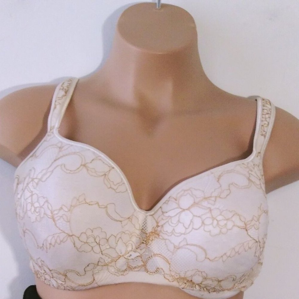 Cacique Bra Women's 42 DD Beige Lace Full Coverage Underwired and Lace Overlay